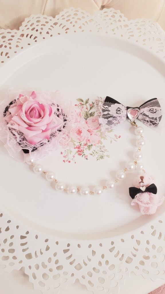 Sweet Rose Heart Bow Set